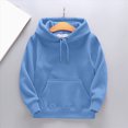 thumbnail image 4 of KPOPLK Kids Boy Solid Hoodie Fall Sweatershirt Long Sleeve Pullover Tops 2-10 Years Winter Thermal Clothes with Kangaroo Pocket A Size 5-6 Years, 4 of 4