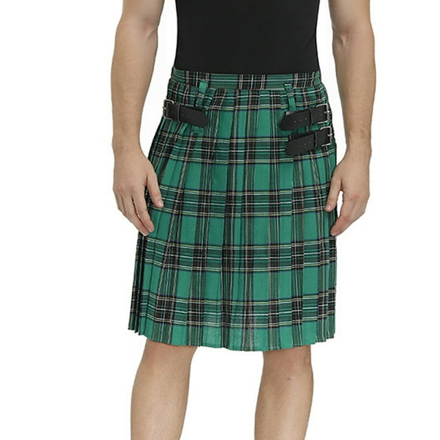 Aayomet Jupes pour Femmes style Écossais Tendance Jupe Plissée à Taille Contrastée (Vert, m)