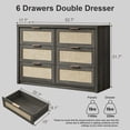 thumbnail image 2 of OAKHAM 6 Drawer Dresser, Rattan Wide Chest of Drawers for Bedroom Living Room, Large, Midnight Oak, 2 of 7