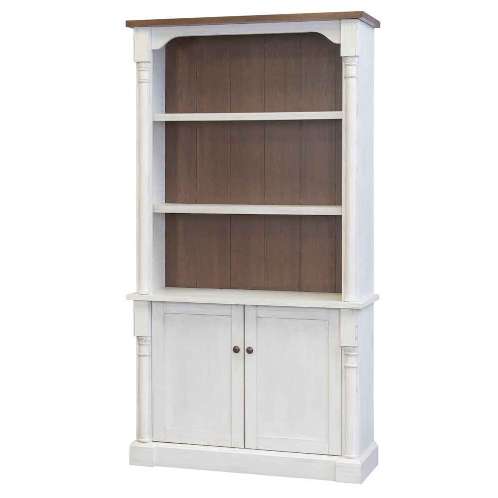 Martin Furniture Durham 3 Rustic Wood Bookcase With Doors Storage Cabinet White