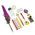 Feather Pen Set Vintage Purple Dip Quill Pen Gift Set with 5 Nibs for