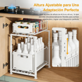 thumbnail image 4 of Organizador para Bajo Fregadero 2 Niveles, Organizador Bajo Fregadero con Cajones Deslizantes Estante Metálico Ajustable en Altura para Cocina y Baño, 4 of 4