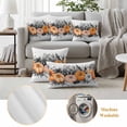 thumbnail image 6 of Halloween Outdoor Waterproof Pillow Covers, Vintage Grey Orange Pumpkin Leaves Skull Decorative Square Throw Pillowcase Sofa Cushion Sham for Patio/Couch/Chair, 20"x20" 2 Pack, 6 of 8