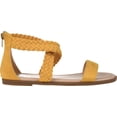 thumbnail image 2 of Women's Journee Collection Lucinda Ankle Strap Flat Sandal Mustard Microsuede Fabric 10 M, 2 of 6