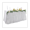 thumbnail image 2 of 6Ft Table Skirt for Round Rectangle Square Table Sequin Tablecloth for Birthday Party Family Baby Shower Silver, 2 of 5
