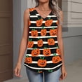 thumbnail image 3 of Hearthz Halloween Women Tank Tops Pumpkin Graphic Womens Sleeveless Tops V Neck Pleated Tunics Tops for Women, 3 of 4