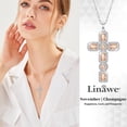 thumbnail image 3 of Linawe Champagne Cross Charm Necklace for Women Trendy, Silver Chain Cross Pendant Necklace, Moissanite Crystal Imitation Diamond Birthstone Cute Jewelry, Catholic Religious Gifts Mom, 3 of 7