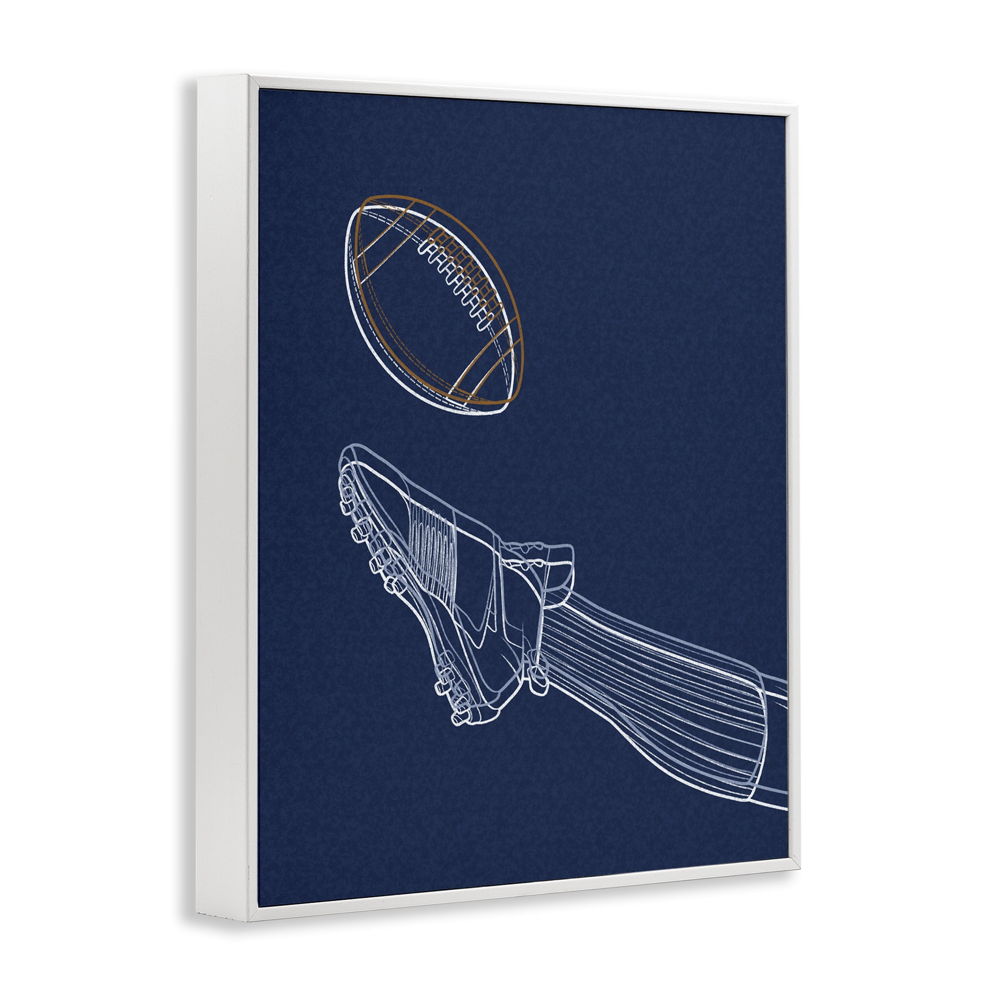 Stupell Industries Football Lines Contour White Framed Giclee Art, design by Marcus Prime