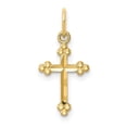 thumbnail image 1 of Quality Gold K6244 14K Yellow Gold Small Diamond-Cut Budded Cross Pendant, 1 of 1