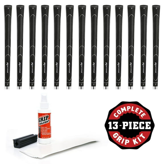 Karma Super Lite Black Midsize - 13 pc Golf Grip Kit (with tape, solvent, vise clamp)