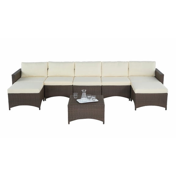 Studio Shine Collection Modular Extended Sofa with Ottoman and Coffee Table set