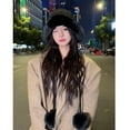 thumbnail image 6 of Diufon Women's Winter Bucket Hat Thickened Fleece Warm Brim Hats Trendy Outdoor Windproof Cap with Plush Ball, 6 of 7