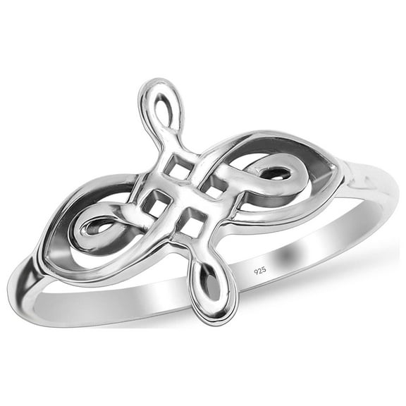 LeCalla 925 Sterling Silver Celtic Knot Cross Heart Eternity Wedding Band Rings for Women Hypoallergenic Ring for Teens Size - 5