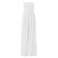 thumbnail image 4 of Kagetolytai Jumpsuit for Women Plus Size Women's Plus Size Strapless Tube Top Wide Leg Pants Jumpsuit Baggy Off Shoulder Overalls Smocked Romper with Pockets Lounge Sets for Women White 2XL, 4 of 8