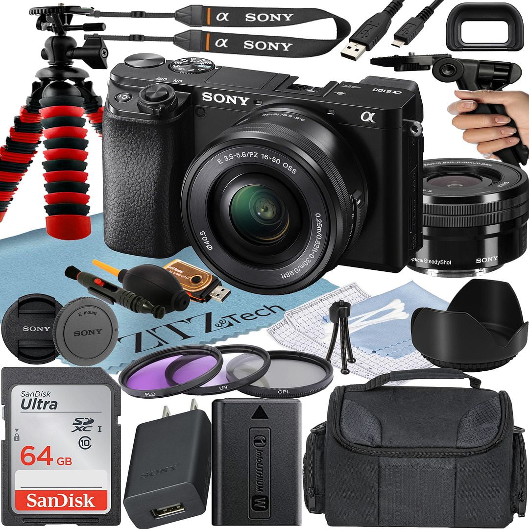 Sony a6100 Mirrorless Camera with 1650mm Lens + Tripod + 64GB Memory
