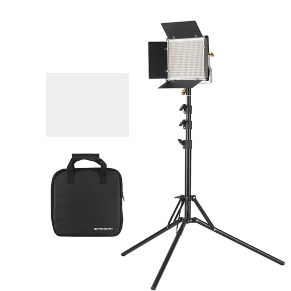 Andoer LED Video Light and 78.7 Inches Stand Kit Dimmable 660 LED Bulbs Bi-Color Light Panel 3200-5600K CRI 85+ with U Bracket & Barndoor for Studio Photography Video Outdoor Shooting