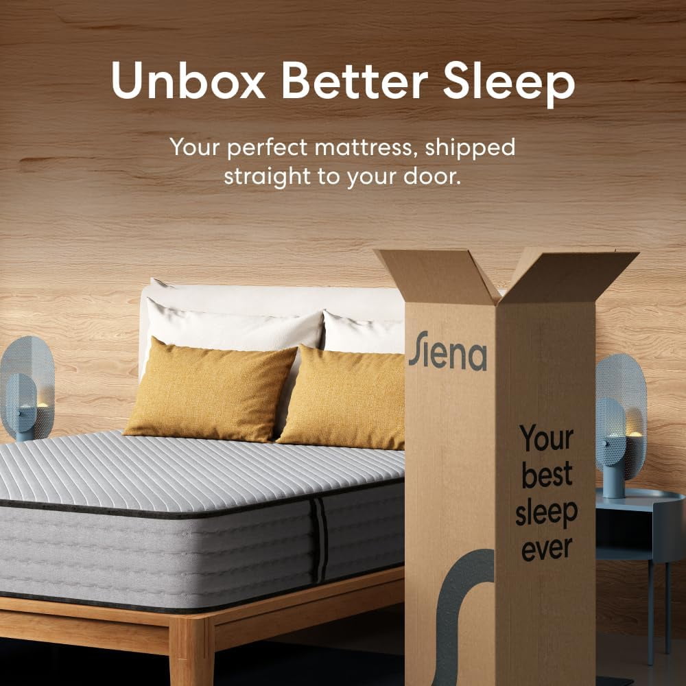 Siena 10” Signature Hybrid Queen Mattress – Medium Firm - Memory Foam & Innerspring System – 180-Night Trial – Pressure-Relief – Mattress in a Box