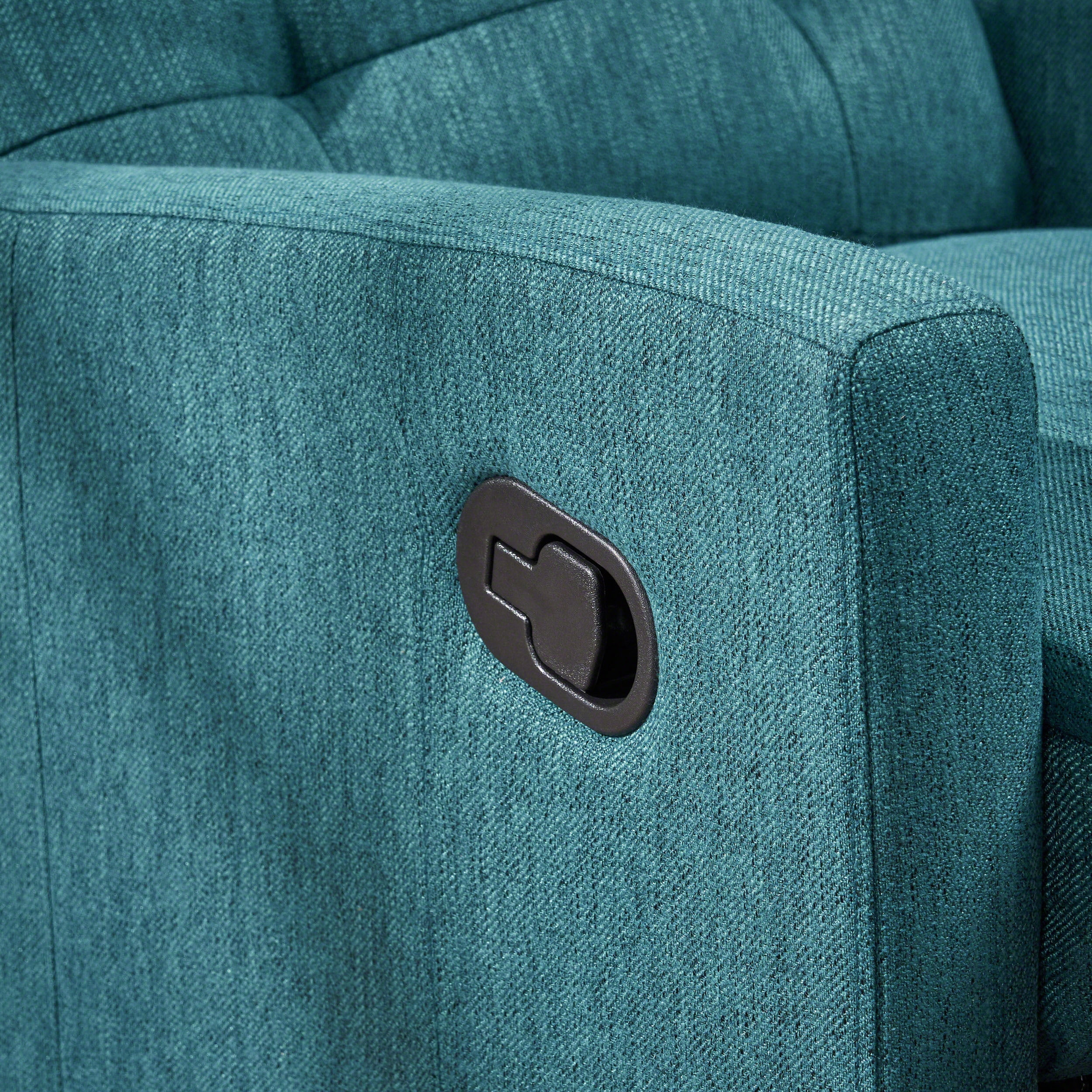 GDF Studio Kimpton Contemporary Fabric Tufted Glider Swivel Pushback Recliner, Teal and Black