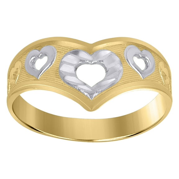 10kt Real Two-Tone Gold Womens Heart Ring