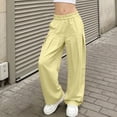 thumbnail image 2 of TOWED22 Girls Straight Wide Leg Track Pants Elastic Waist Casual Baggy Athletic Pants Loose Jogger Sweatpants(Yellow,13-14 Y), 2 of 9