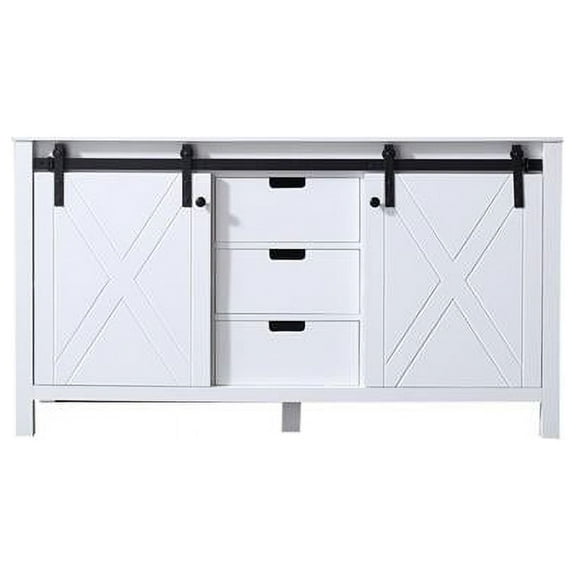 Lexora  60 in. Marsyas Vanity with Cabinet, White