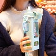 thumbnail image 4 of DabuLiu Kawaii Water Bottle for Kids Cute Water Bottles with Straw Portable Square Drinking Bottle, Leakproof Water Jug for Girls, 30 oz (Green-900ml), 4 of 7
