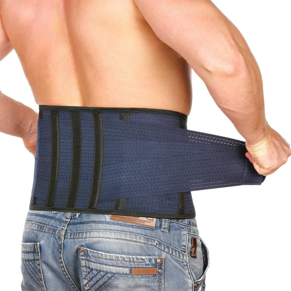AVESTON - Faja lumbar para aliviar el dolor de espalda: Cinturón de soporte lumbar delgado, transpirable, rígido, de 6 costillas, ajustable para hombres y mujeres. Mantiene la columna recta y segura.