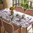 thumbnail image 3 of Purple Flowers Table Cloths for 4 Foot Rectangle Tables, Spring Butterflies Lavender Daisy Botanical Patio Waterproof Elastic Fitted Tablecloths, Washable Rectangular Table Cover for Camping, 3 of 8