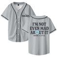 thumbnail image 1 of Freya Skye ni siquiera loco por eso camiseta de béisbol camisa con cuello en V mujeres hombres ropa de calle de manga corta,Grey,3XL, 1 of 3