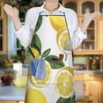 thumbnail image 6 of Yellow Lemon Fruit Slices White Pattern Apron-Garden Aprons for Women with Pockets-Cotton Linen Waterproof Kitchen Cooking Gardening Aprons Adjustable for Kitchen,Cooking,BBQ and Salon 33x27 Inch, 6 of 7