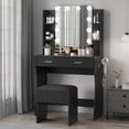 thumbnail image 1 of Vanity Desk with Mirror and Lights, Makeup Dressing Table with Power Outlet, Stool, 2 Drawers & 6 Shelves, 1 of 6