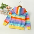 thumbnail image 4 of FAOWME Fall Girls Cute Zipper Pocket Rainbow Strip Hooded Jacket Orange 3-4 Years, 4 of 8