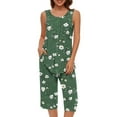 thumbnail image 4 of RQYYD Womens Tank Top Capris Outfits Workout Lounge Pajamas Set Loose Casual Sleeveless Shirts Cropped Pants with Pockets, 4 of 7
