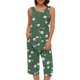 thumbnail image 3 of Conjunto de Ropa de Estar de Mujer Cuello Redondo Impresión Blusa sin Mangas Pantalones Cortos, Pantalones de Cintura Elástica para las Mujeres, 3 of 7