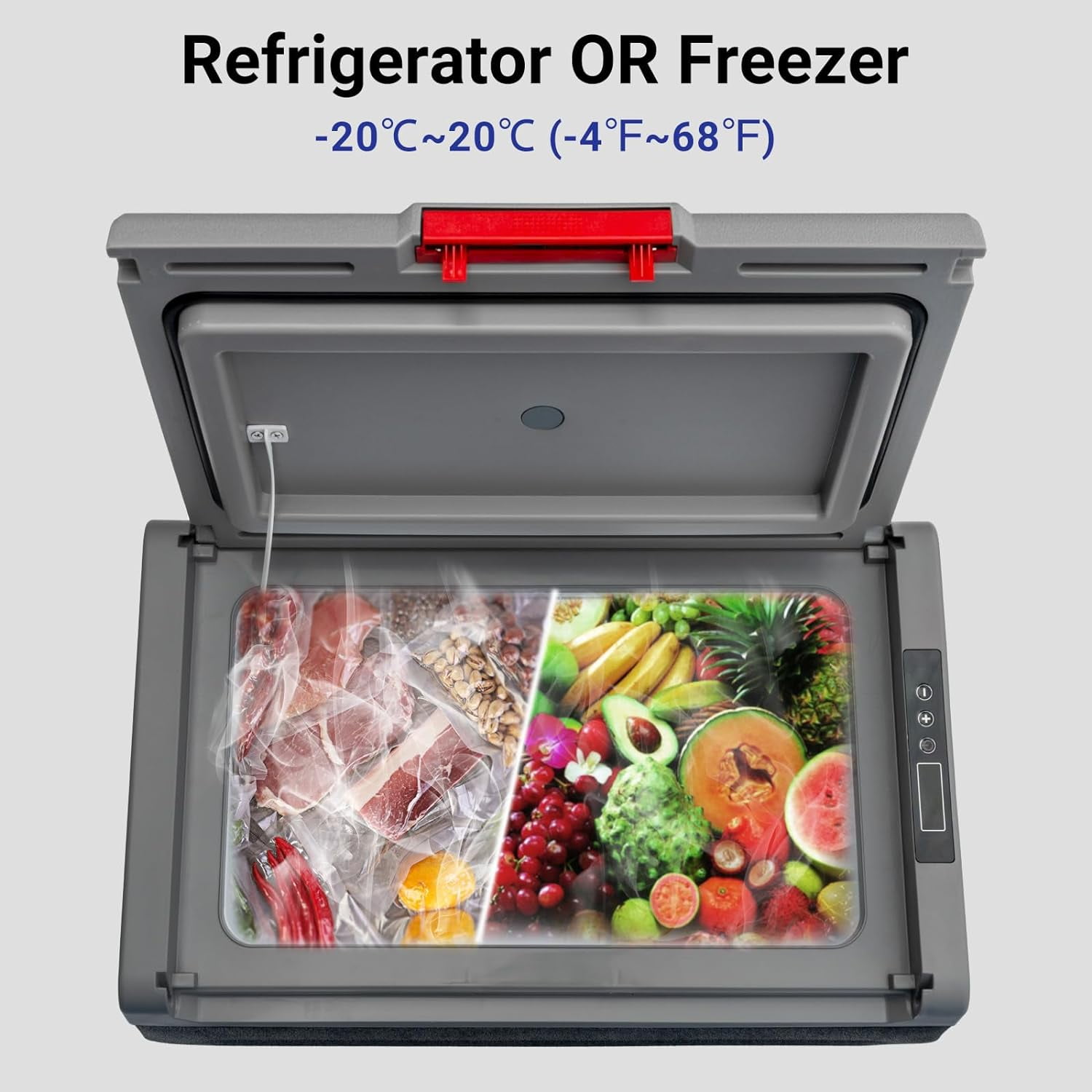 12V Car Refrigerator 20L Electric Cooler 12/24V DC Convertible Freezer Portable Camping Truck RV Travel
