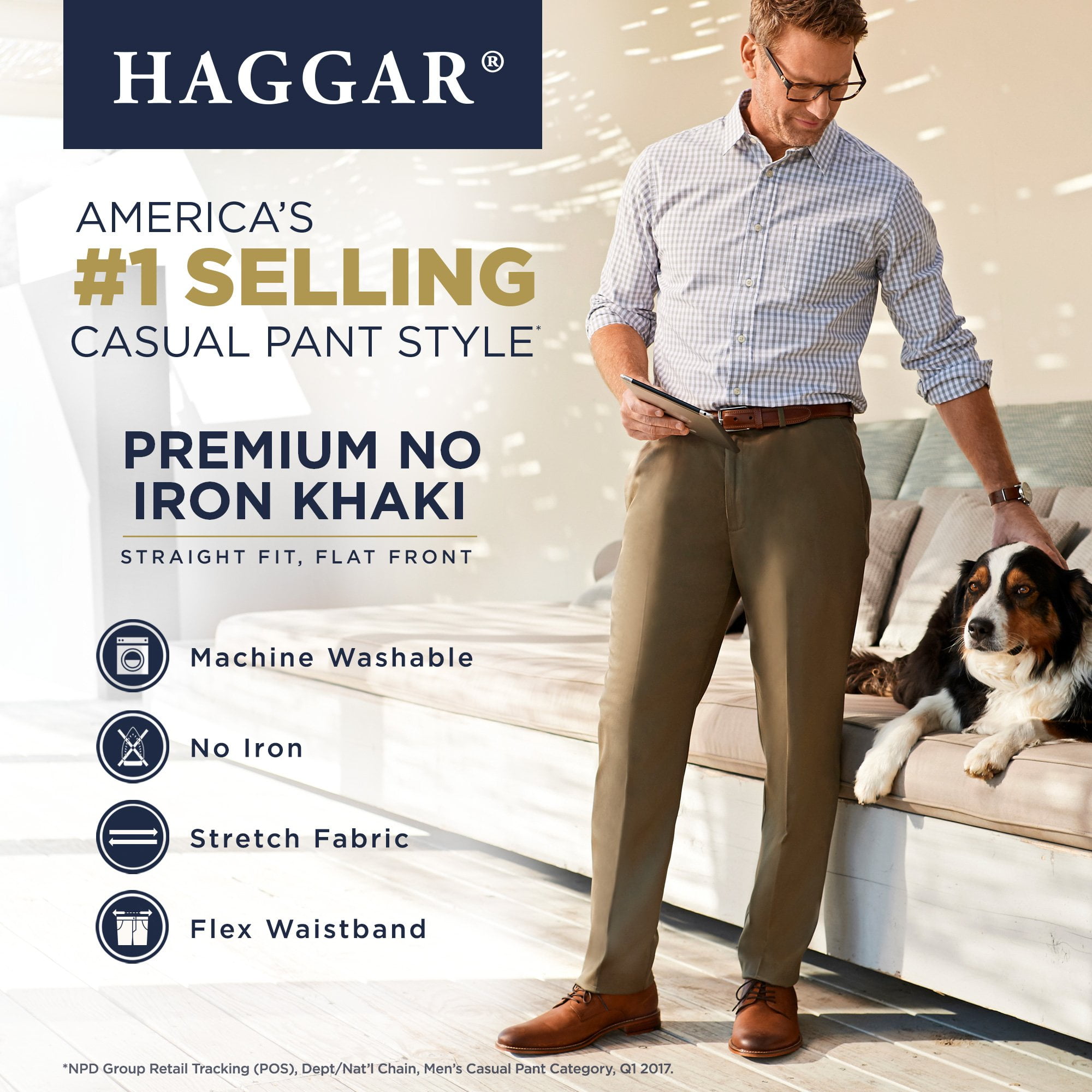 Men's Haggar® Premium No-Iron Khaki Super Flex Waist Men's Haggar® Premium No-Iron Khaki Super Flex Waist