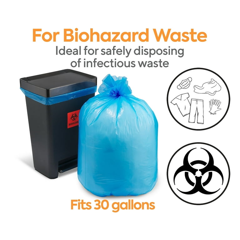  20-30 Gallon Medical Waste Trash Bags - 1.3 Mil