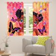 thumbnail image 4 of Little Black 30%-50% Blackout Curtains American Black Curtains for Princess Bedroom Decor,Afro-American Magic Black Curtains Gradient Fish Scale Print Window Curtains,84"Wx84"L, 4 of 5