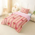 thumbnail image 2 of Manfei Pink Bowknot Lines Twin Comforter Sets,Cute Bow Bedding Set,Pink Reversible,2pcs,1 Comforter and 1 Pillowcase, 2 of 7