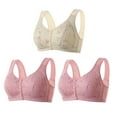 thumbnail image 2 of Wkishenl Women's Plus Size Front Close Bras,Daisy Bras for Older Women 3 Pack Button Cotton Bras Full Support Wireless Bra High Support Bra Plus Size Front Closure Bras Khaki,XXXL, 2 of 9