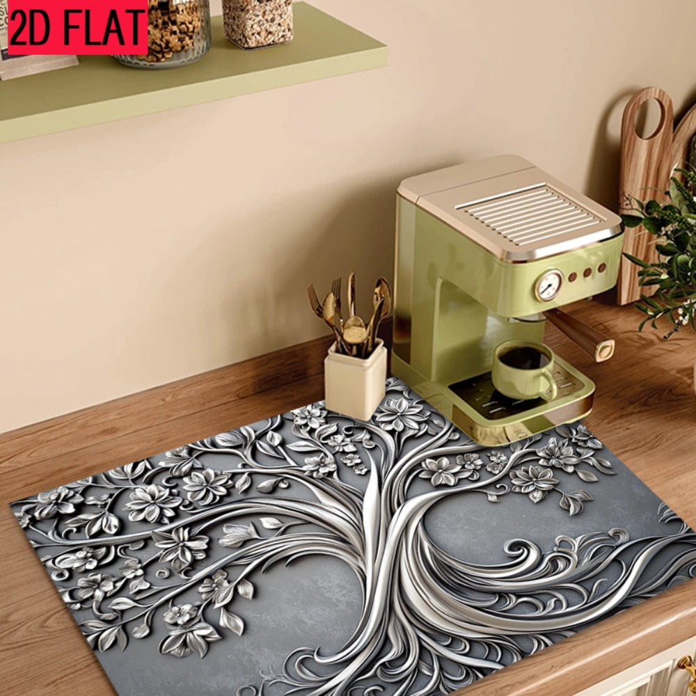 2D flat 1 kitchen stove cover, simple and artistic pattern design, Nordic-style kitchen mat, coffee machine mat, operation counter decoration, the first choice for kitchen gifts. The size is 28.3x20.