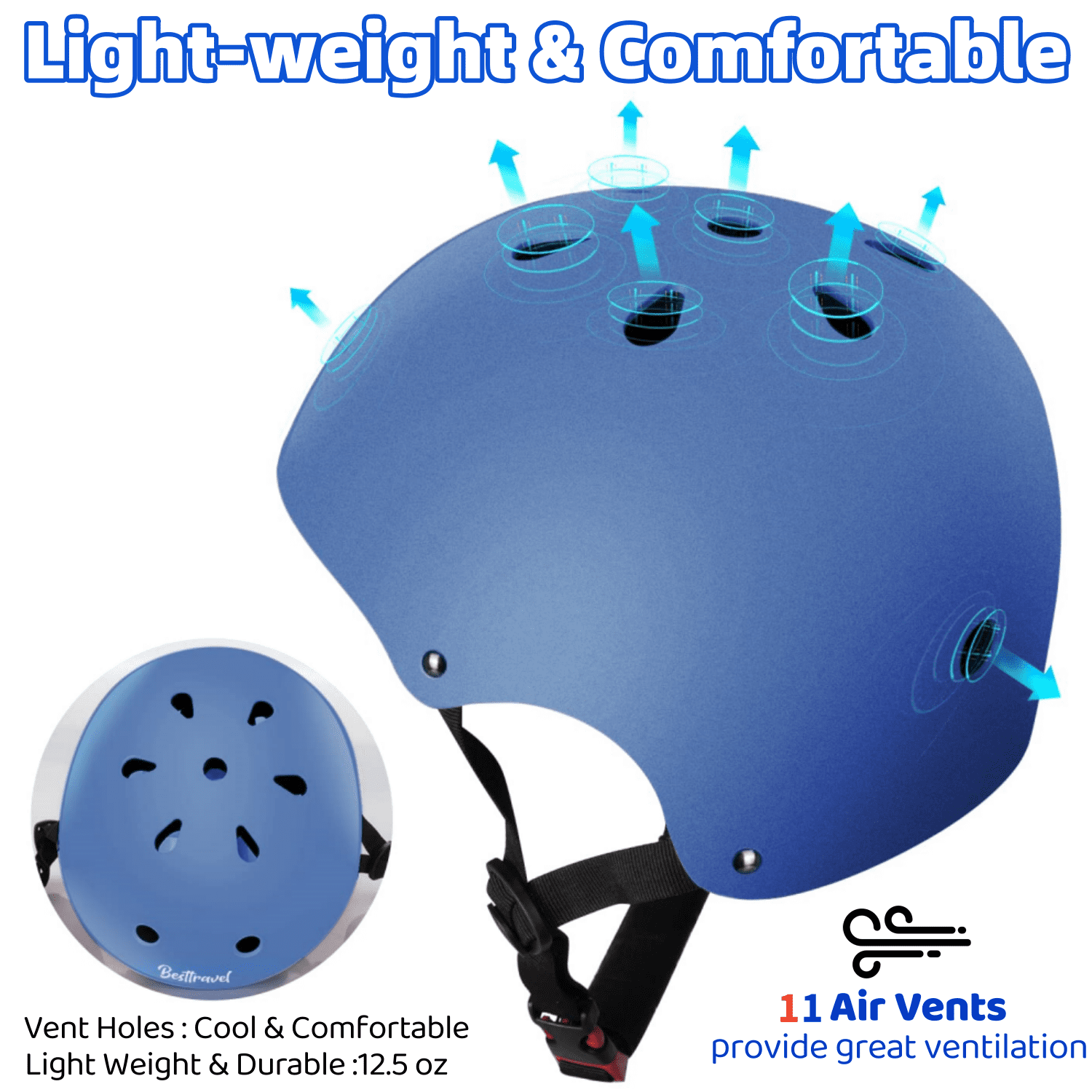Kids Helmet, Toddler Helmet Adjustable Toddler Bike Helmet Ages 3-8 Years Old Boys Girls Multi-Sports Safety，blue