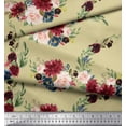thumbnail image 3 of Soimoi Beige Poly Georgette Fabric Ranunculus & Penoy Floral Print Printed Fabric 1 Yard 52 Inch Wide, 3 of 3