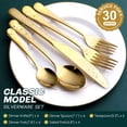 thumbnail image 2 of Gold Silverware Set Piece Stainless Steel Gold Flatware Set Service for Mirror Polished Cutlery Utensils Set Include Knife/Fork/Spoon Dishwasher, 2 of 7