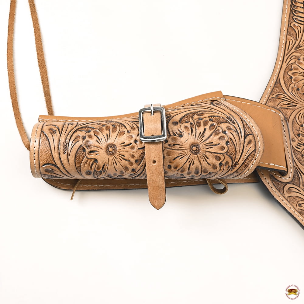 44 In Leather Gun Holster Hilason Western Right Hand Rig 44/45 Cal Cowboy