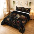 thumbnail image 3 of Manfei Farmhouse Bear Full Size Comforter Sets, Maximalist Floral Bedding Comforter Set, Dark Brown Black, Black Reversible, 3-Piece, 1 Comforter and 2 Pillowcases, 3 of 7