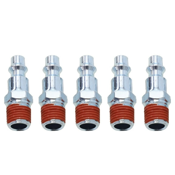 5x 1/4" NTP Male Air Line Hose Compressor Connectors, Silver Male Quick Release Fittings, Air Tools Accessories, Pneumatic Connectors