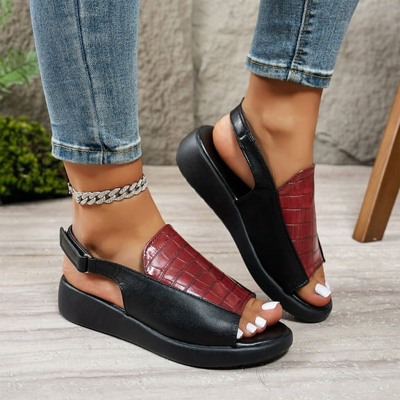 Women's Sandals Fashion Casual Summer Fish Mouth Open Toe Buckle Wedge Heel Thick Bottom Sandals