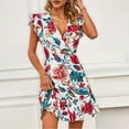 thumbnail image 2 of Drses Women's Short Sleeve V Neck Wrap Dress Summer Casual Floral Sundress, 2 of 7