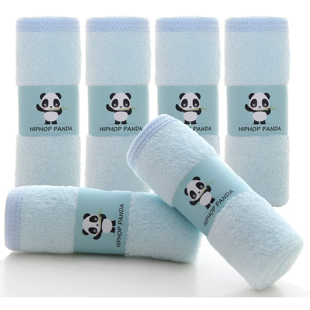 Toallitas HIPHOP PANDA Baby Rayon Bamboo, 2 capas, azules, paquete de 6